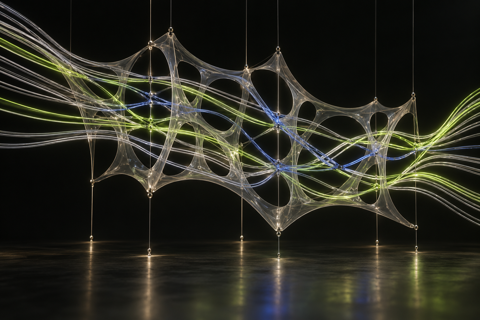 Abstract luminous structures expressing relationships and transformation