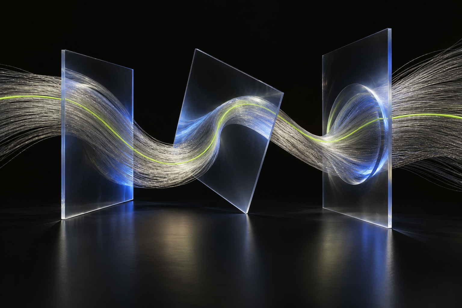 Abstract luminous structures expressing relationships and transformation